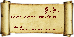 Gavrilovits Harkány névjegykártya